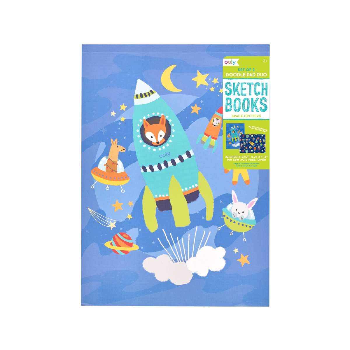 DOODLE PAD DUO SKETCHBOOK - SPACE CRITTERS - SET OF 2 (8.25" X 11.5")