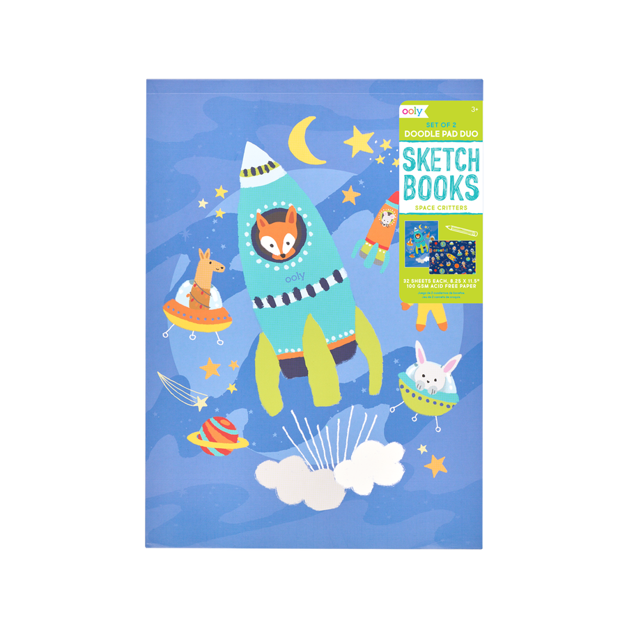 DOODLE PAD DUO SKETCHBOOK - SPACE CRITTERS - SET OF 2 (8.25" X 11.5")