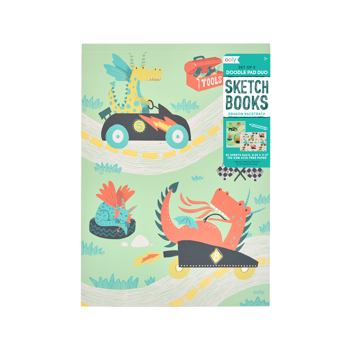 DOODLE PAD DUO SKETCHBOOK - DRAGON RACETRACKS - SET OF 2 (8.25" X 11.5")