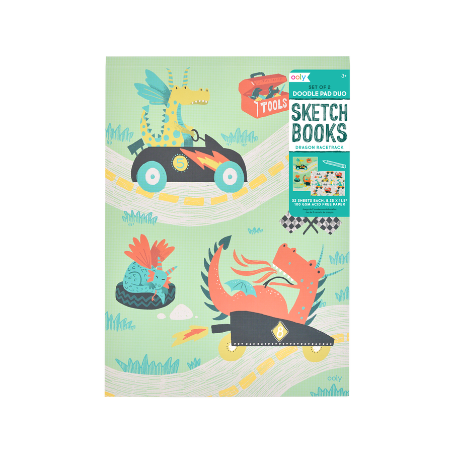 DOODLE PAD DUO SKETCHBOOK - DRAGON RACETRACKS - SET OF 2 (8.25" X 11.5")