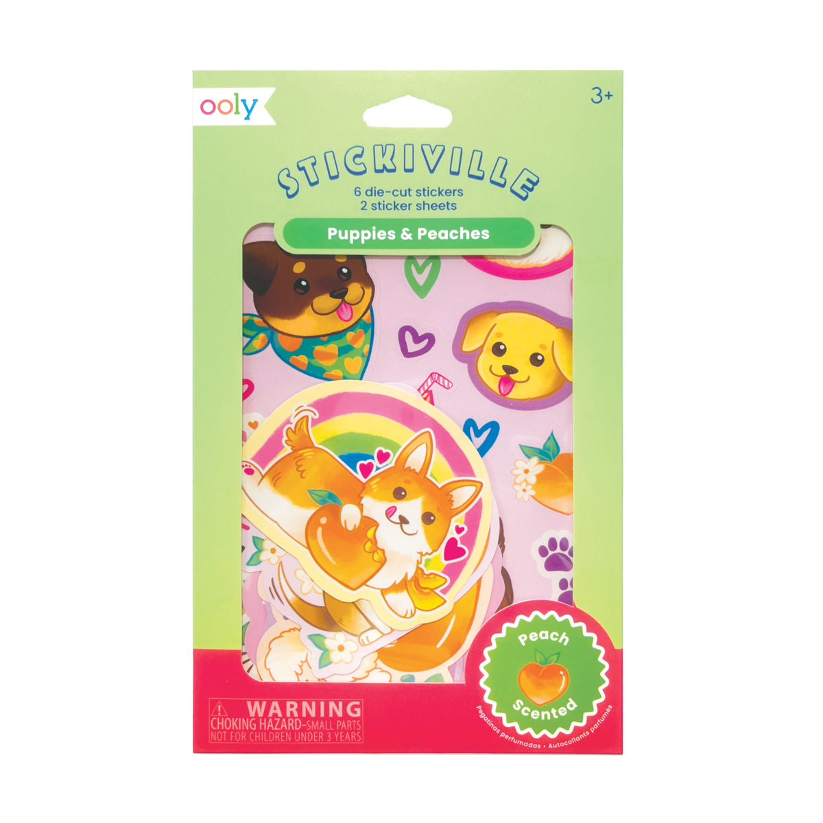 STICKIVILLE STICKERS: PUPPIES & PEACHES - SCENTED (2 SHEETS & 6 DIE-CUT)(PAPER)