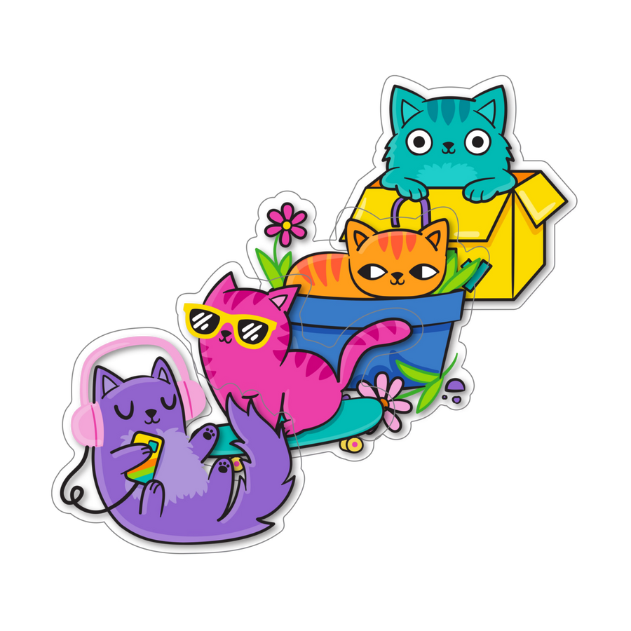 STICKIVILLE STICKERS: SILLY KITTIES - VINYL (4 DIE-CUT)(VINYL)