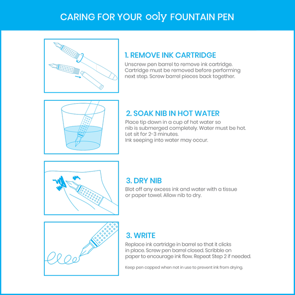 OOLY FOUNTAIN PEN INK REFILLS - BLUE (SET OF 5)
