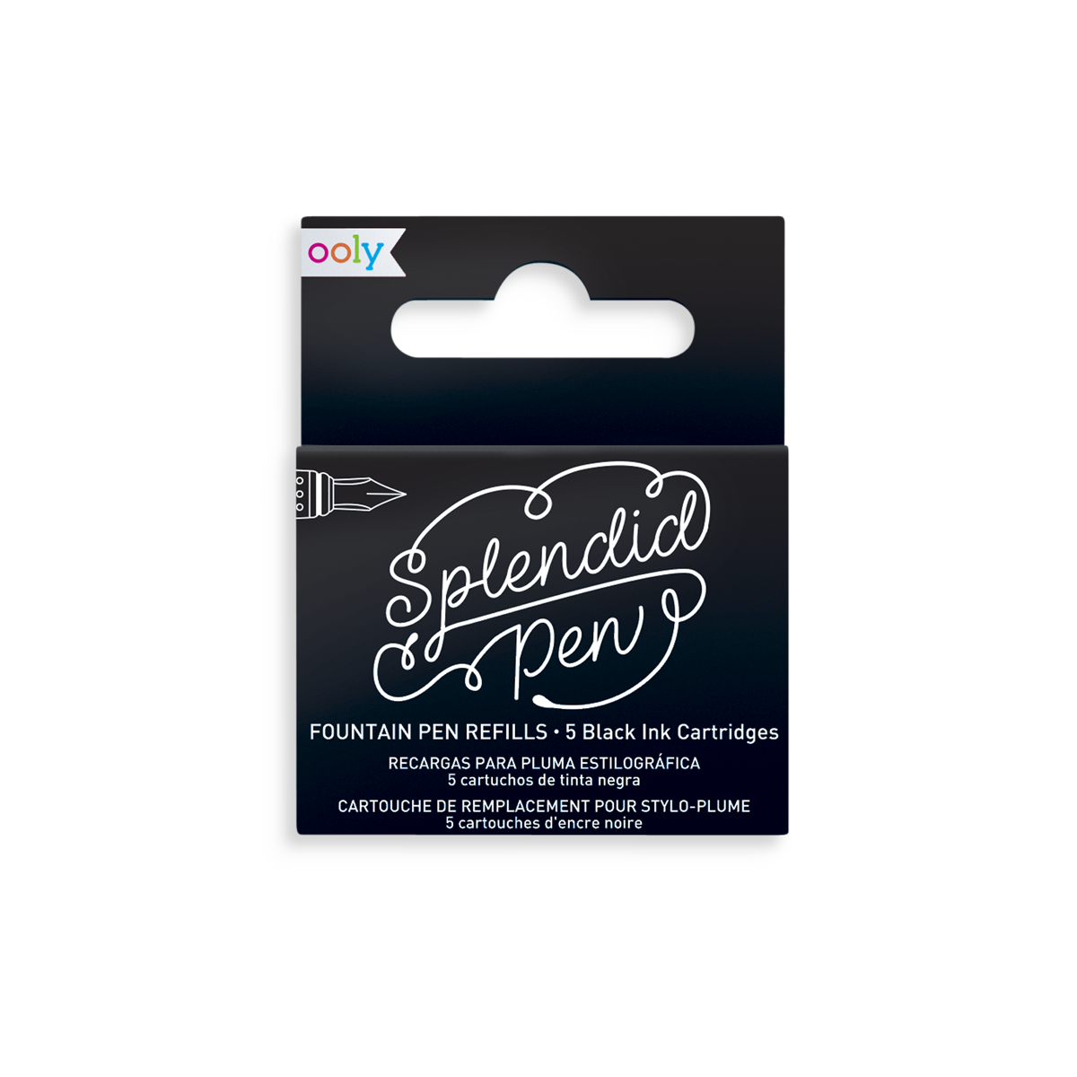 OOLY FOUNTAIN PEN INK REFILLS - BLACK (SET OF 5)