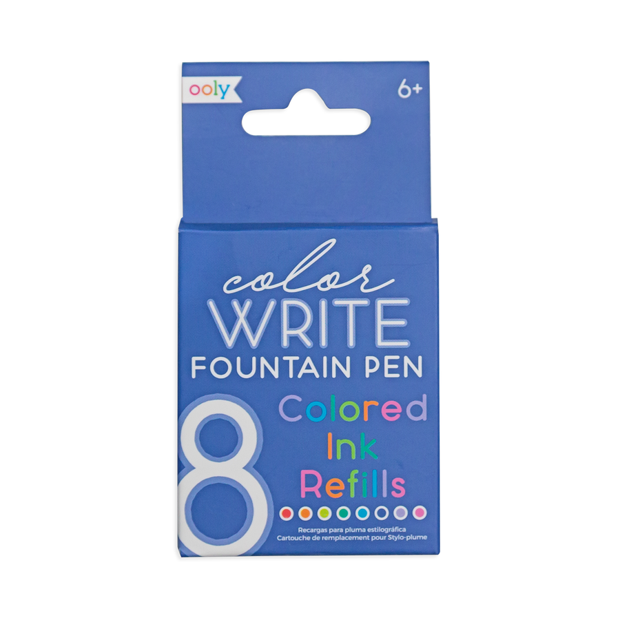 COLOR WRITE FOUNTAIN PENS INK REFILLS - SET OF 8