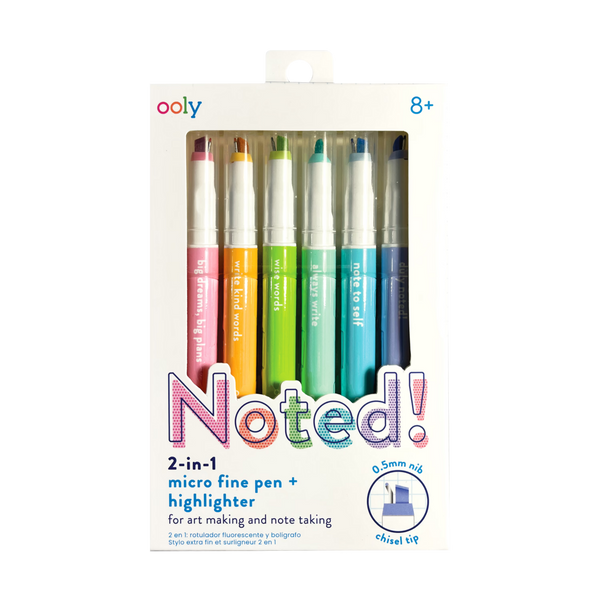 NOTED! 2-IN-1 MICRO FINE TIP PENS & HIGHLIGHTERS