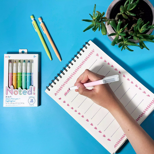NOTED! 2-IN-1 MICRO FINE TIP PENS & HIGHLIGHTERS