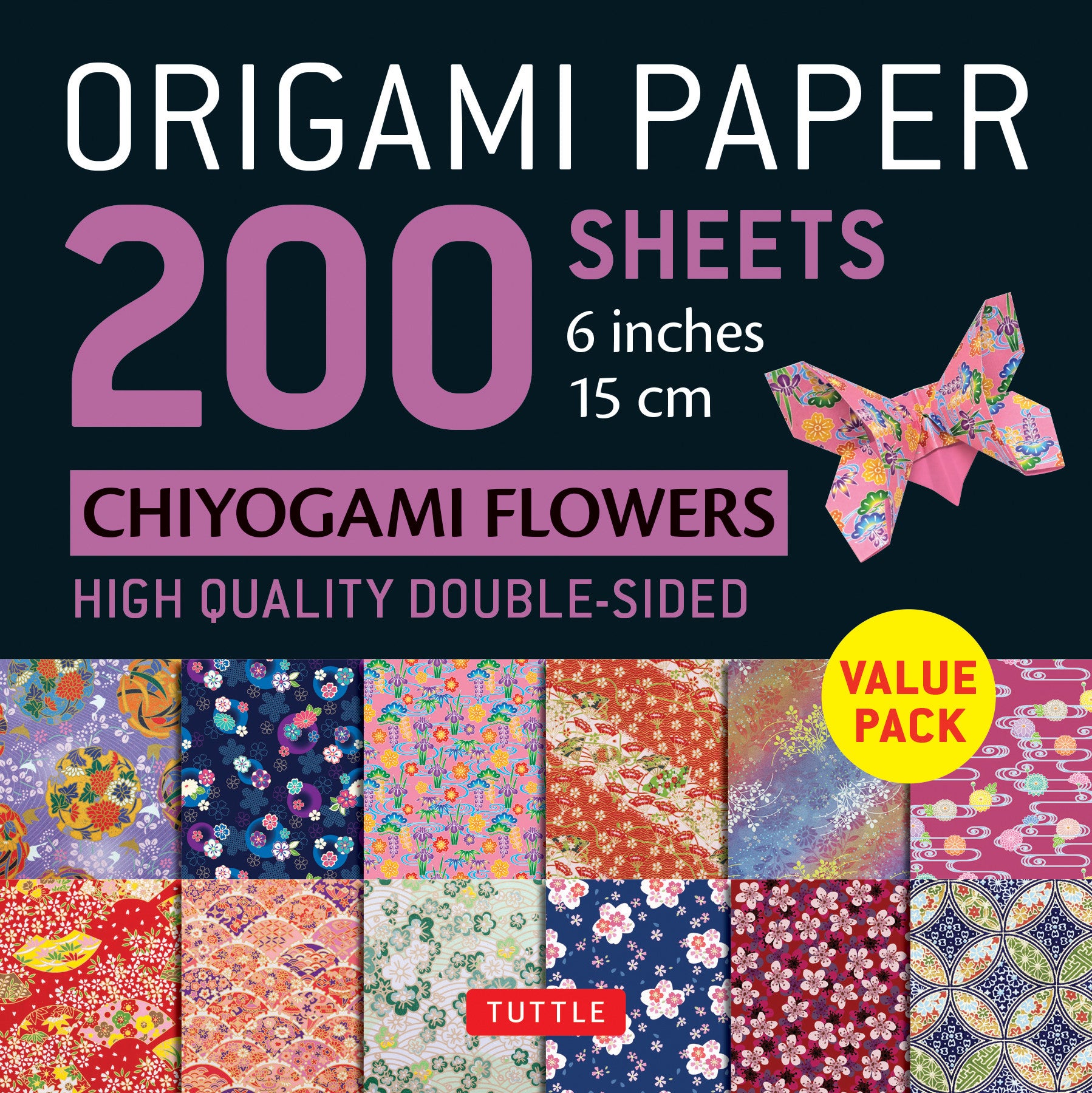 Origami Paper 200 sheets Chiyogami Flowers 6 (15 cm)