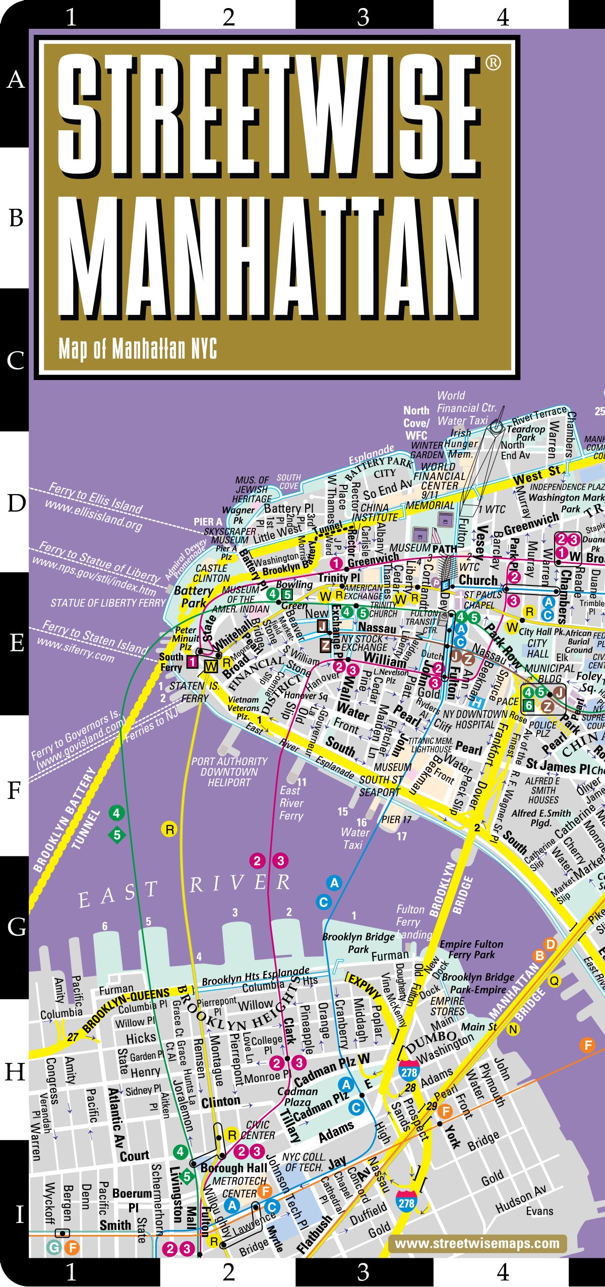 Streetwise Manhattan Bus Subway Map - Laminated Subway &amp; Bus Map of Manhattan, New York