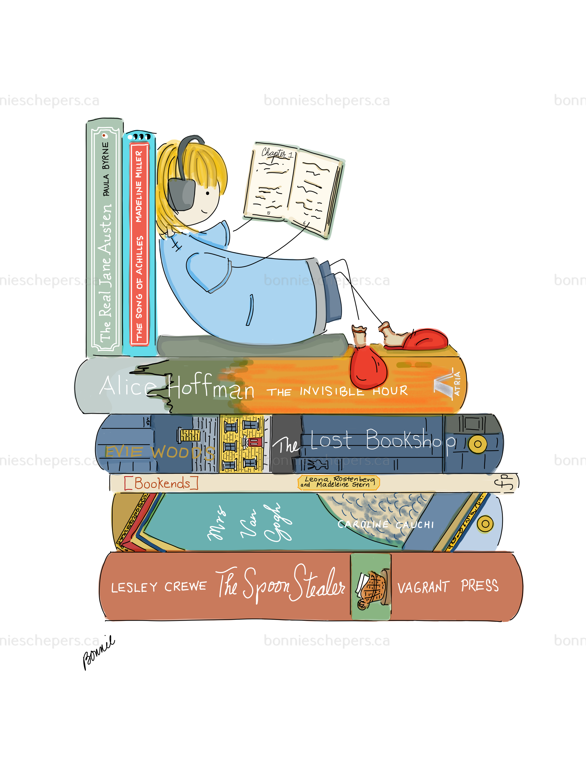 Book Stack Greeting Card