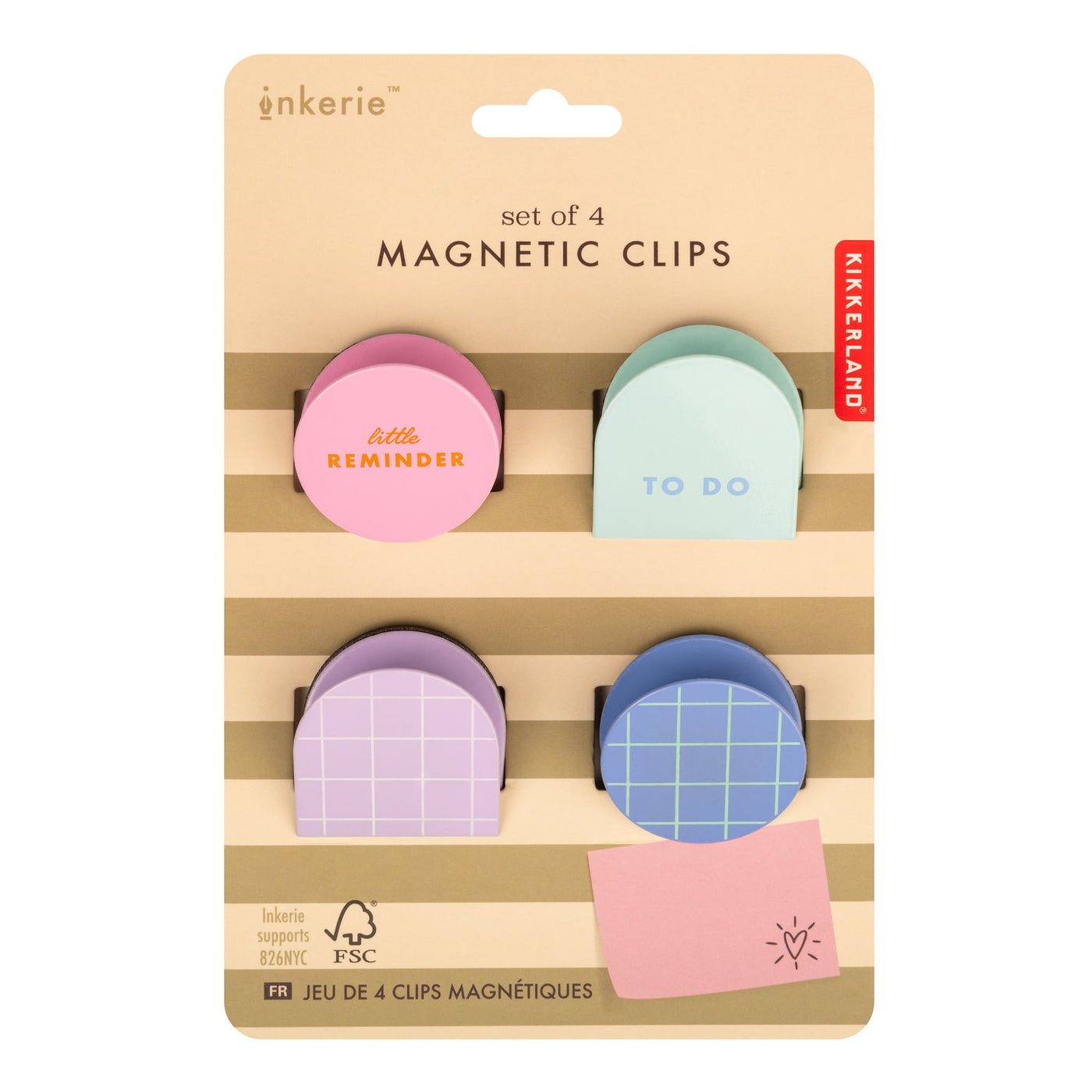 Inkerie Purple Magnetic Memo Board & Clips