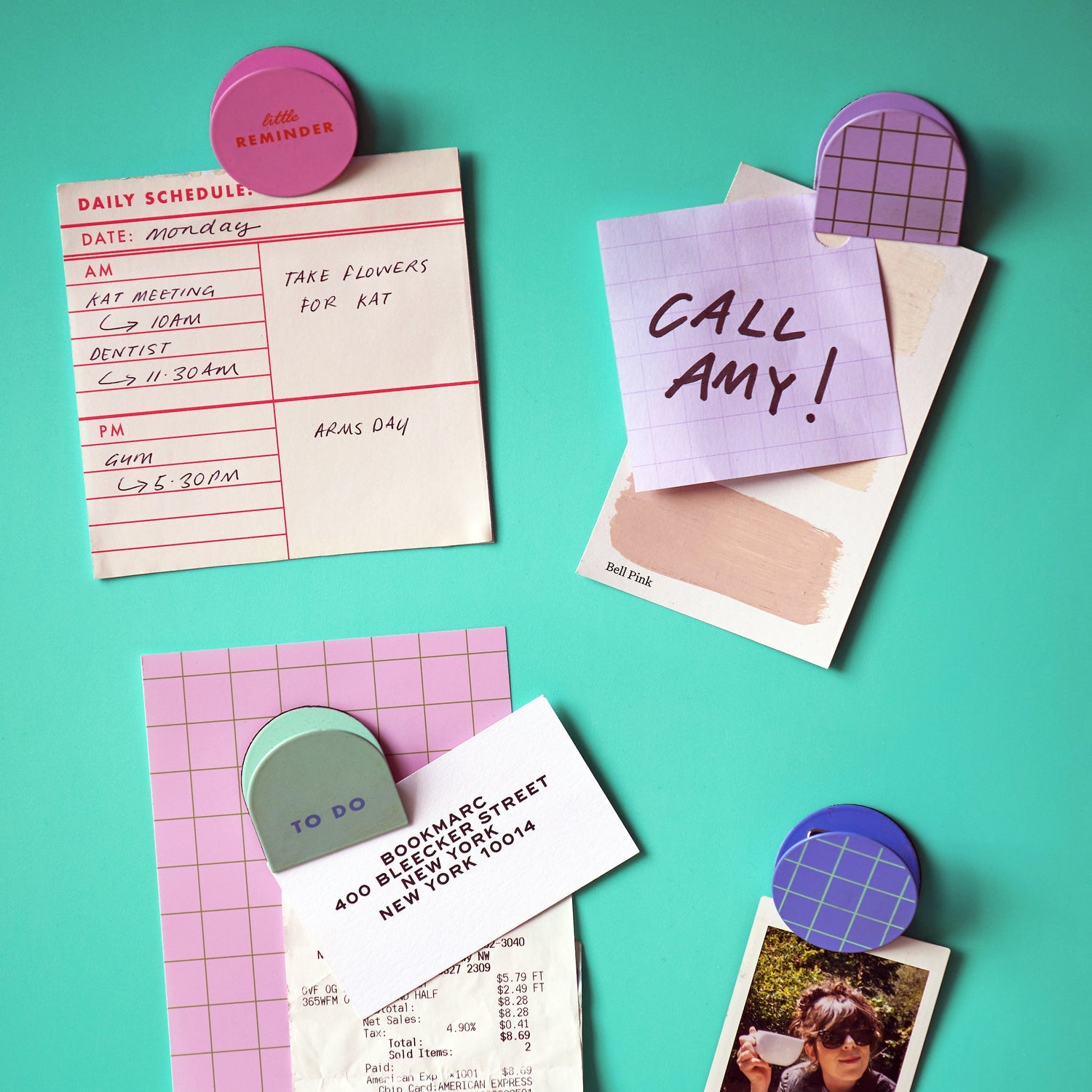 Inkerie Purple Magnetic Memo Board & Clips