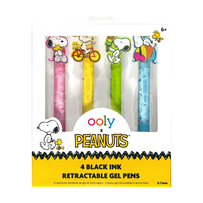 OOLY x Peanuts Black Ink Retractable Gel Pens - Set of 4