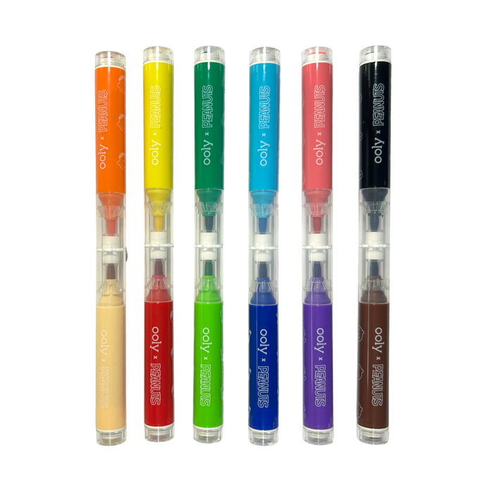 OOLY x Peanuts Double-Ended Brush & Stamp Markers - Set of 12