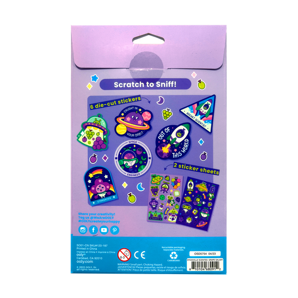 STICKIVILLE STICKERS: GALAXY GRAPES - SCENTED (2 SHEETS & 6 DIE-CUT)(PAPER)