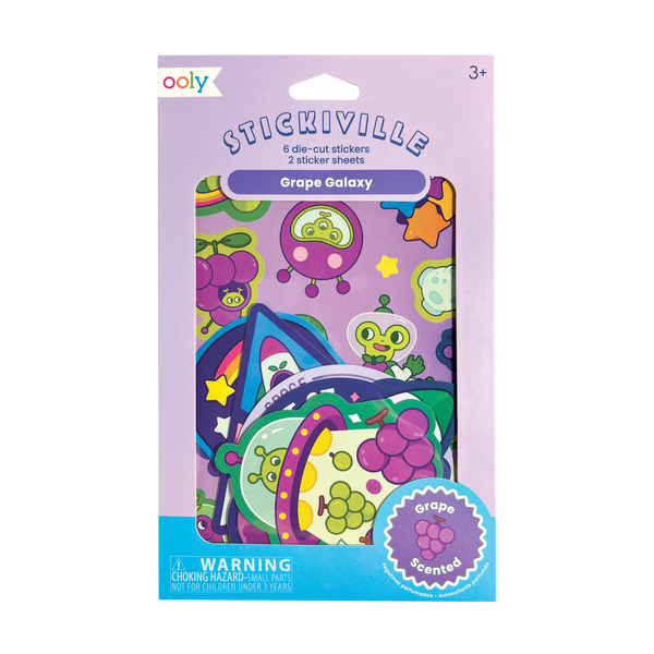 STICKIVILLE STICKERS: GALAXY GRAPES - SCENTED (2 SHEETS & 6 DIE-CUT)(PAPER)