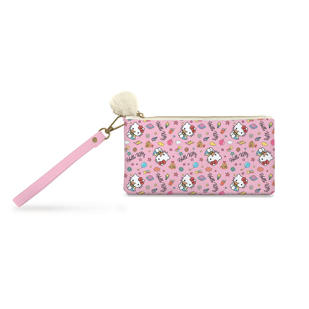 Hello Kitty College Letters Pencil Pouch with Wrist Strap & Decorative Pull