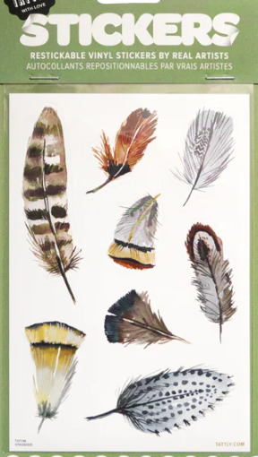 WATERCOLOR FEATHER STICKER SHEETS
