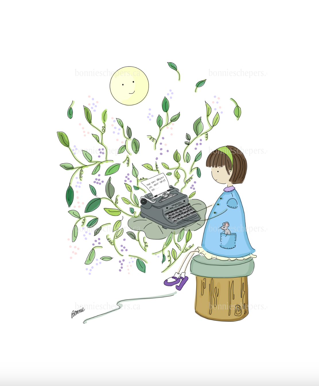 Muse with Typewriter Greeting Card