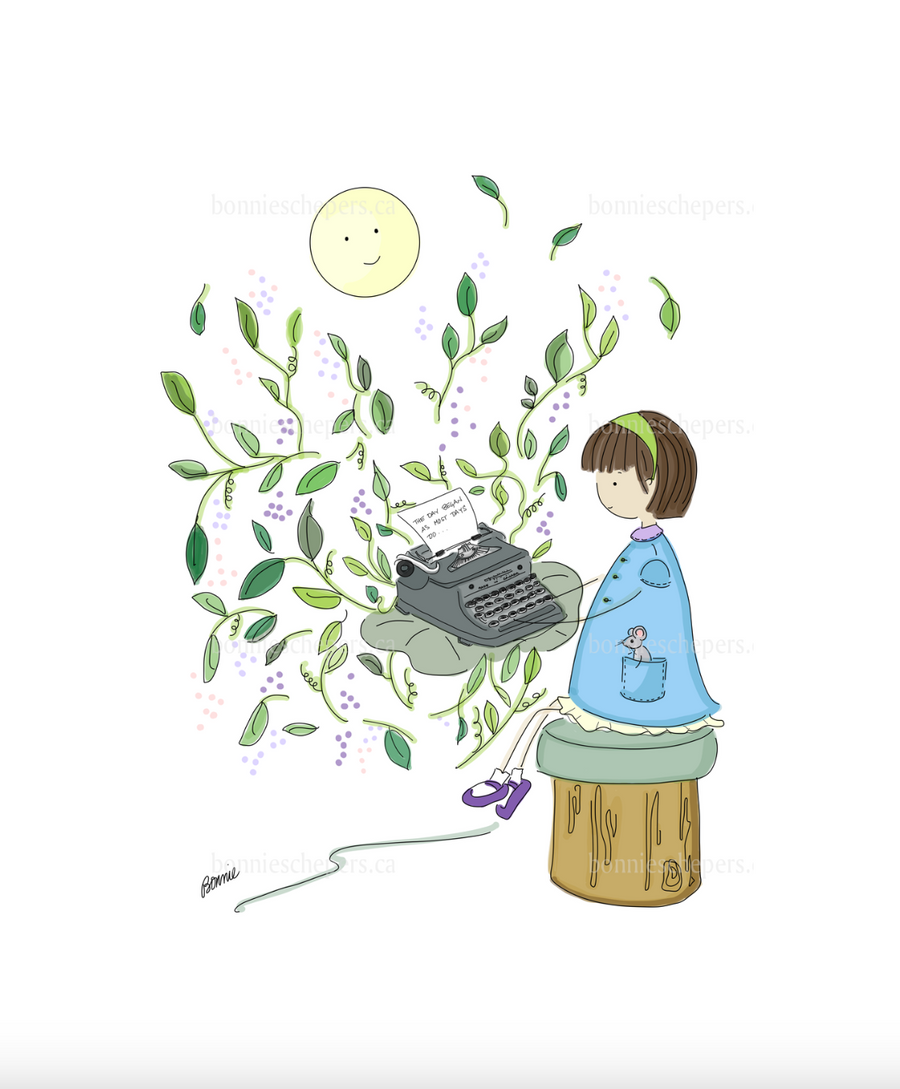 Muse with Typewriter Greeting Card
