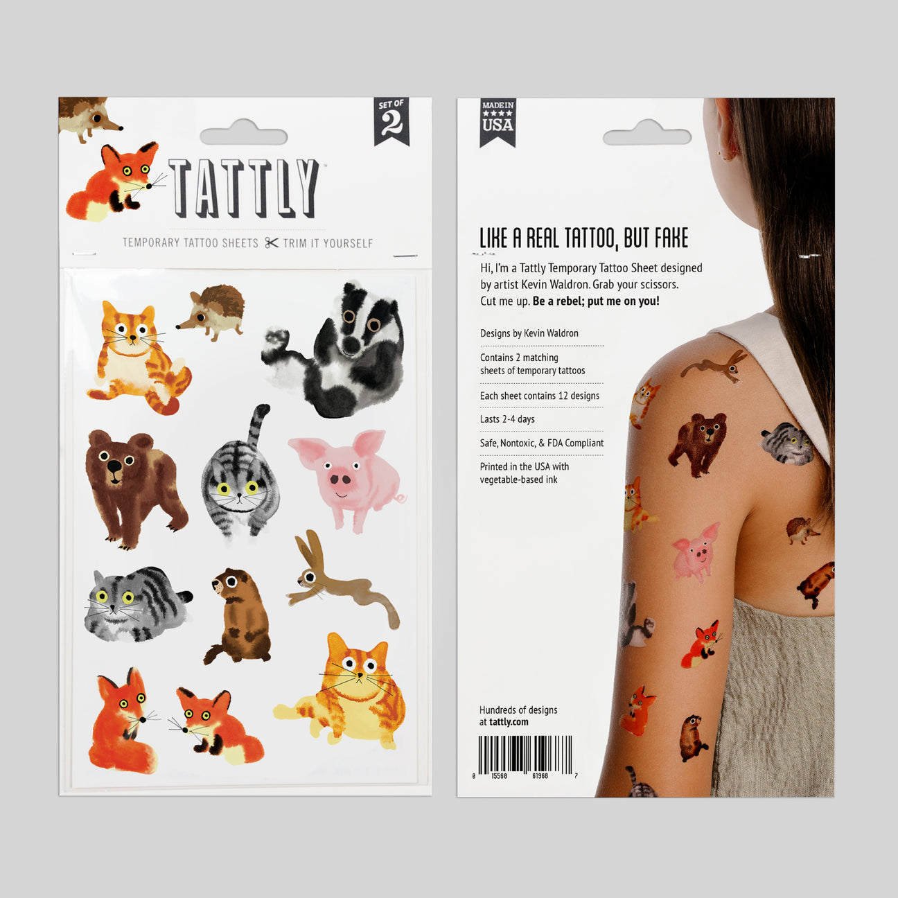 FURRY FRIENDS TATTOO SHEET
