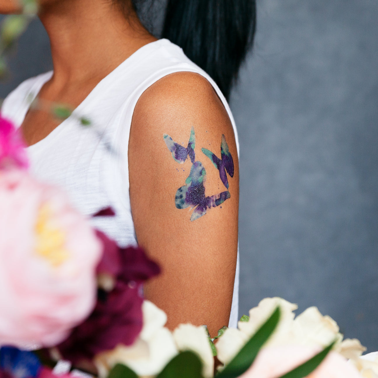 AQUA BUTTERFLIES TATTOO PAIR