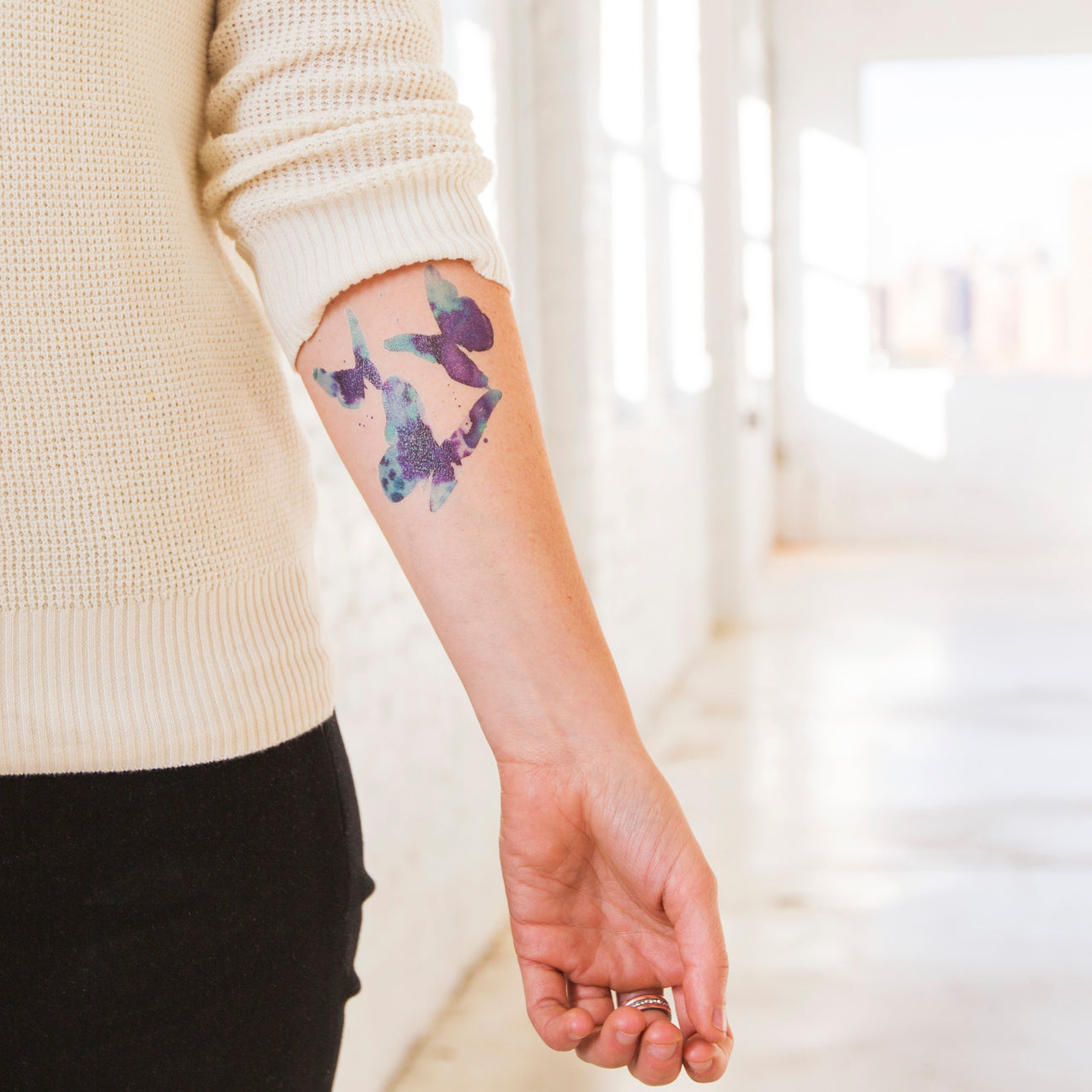 AQUA BUTTERFLIES TATTOO PAIR
