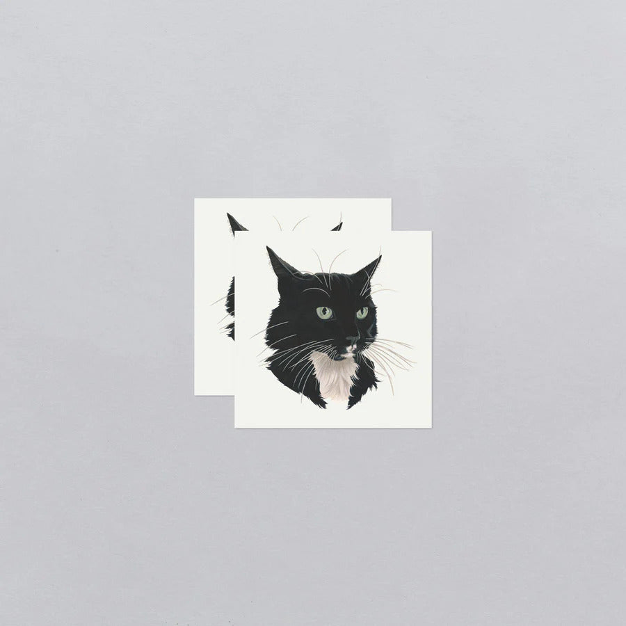 B/W Fancy Cat Tattoo Pair