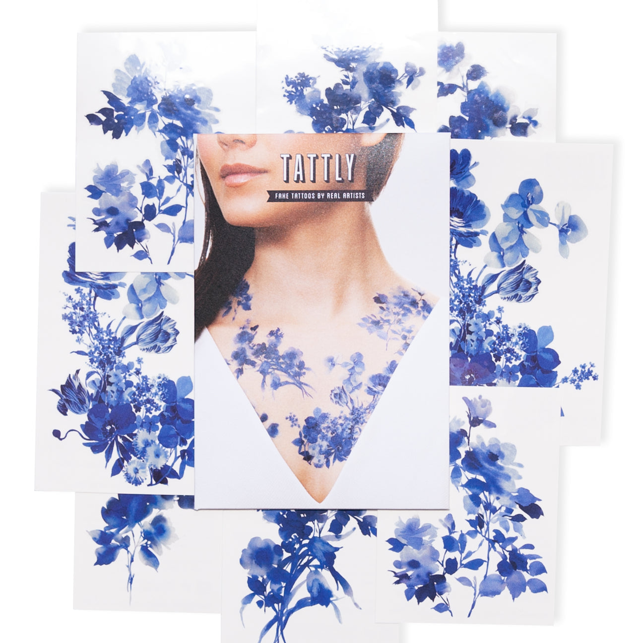 BLUE FLORALS TATTOO SET
