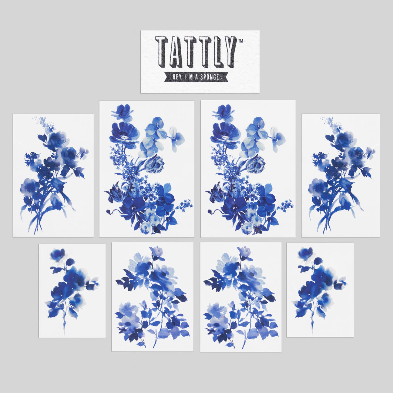 BLUE FLORALS TATTOO SET