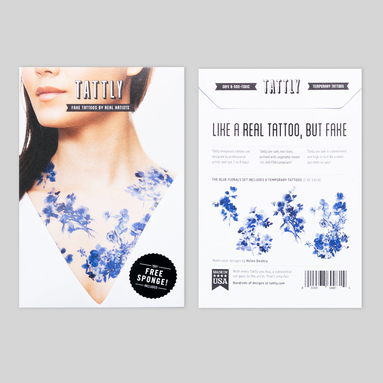 BLUE FLORALS TATTOO SET
