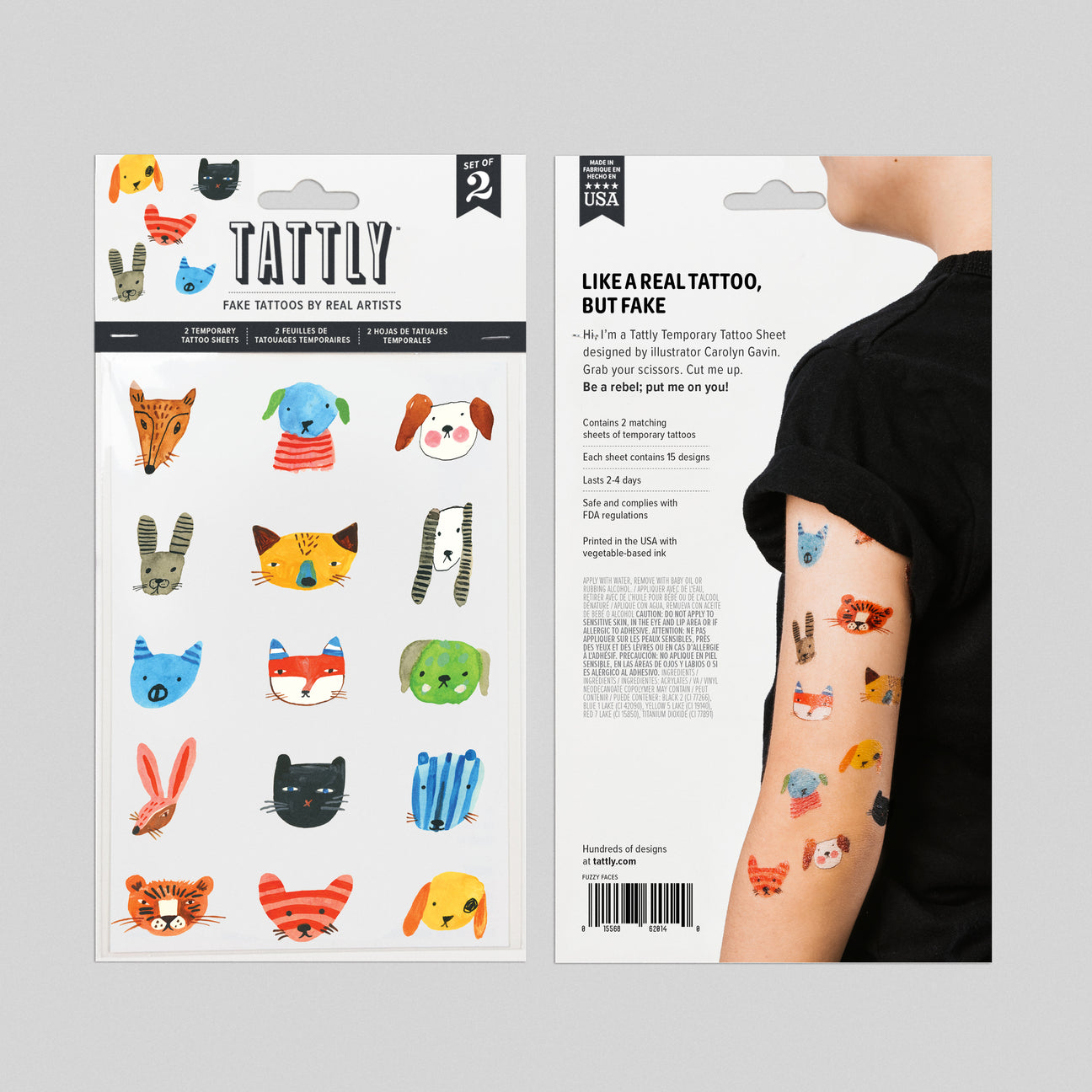 FUZZY FACES TATTOO SHEET