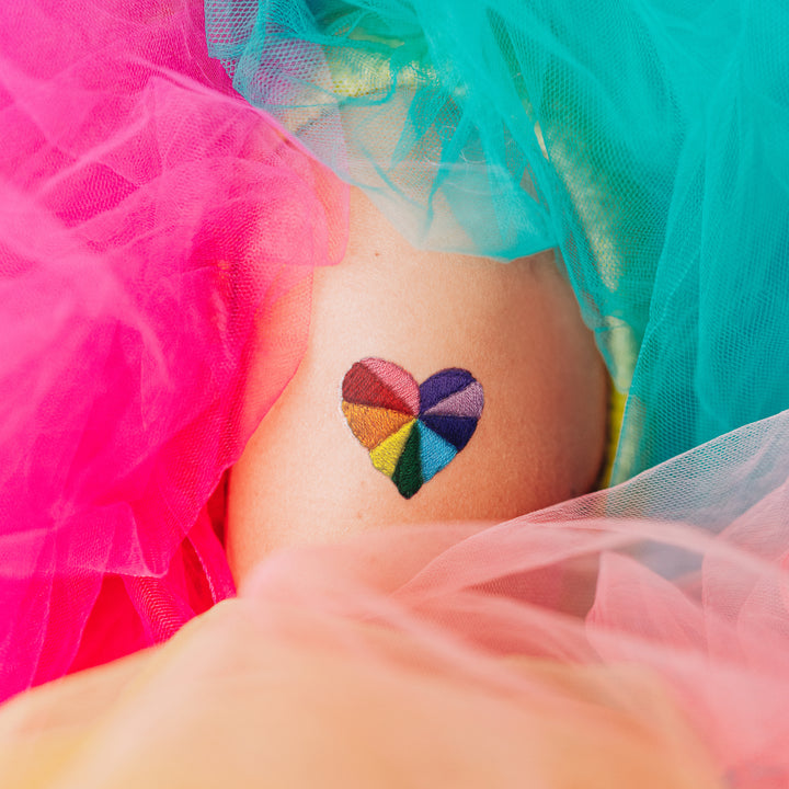 Embroidered Rainbow Heart Tattoo Pair