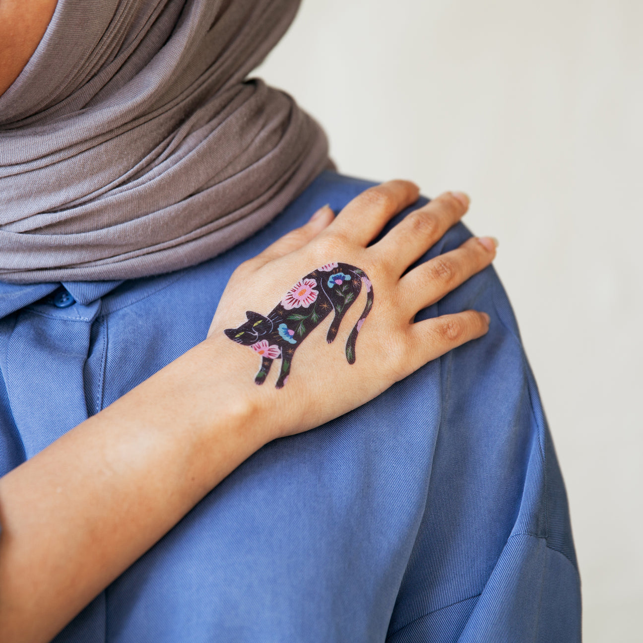 FLOWER CAT TATTOO PAIR