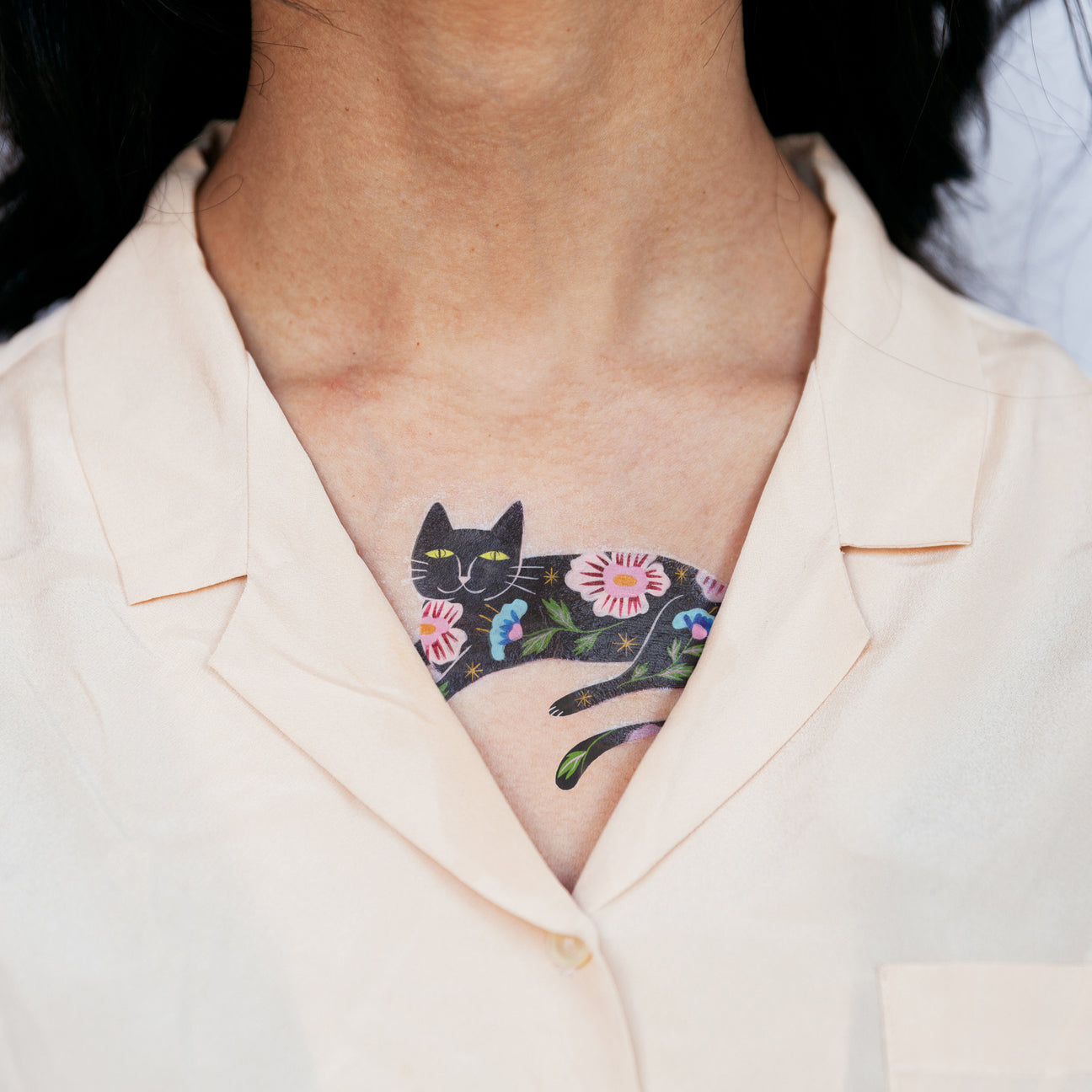 FLOWER CAT TATTOO PAIR