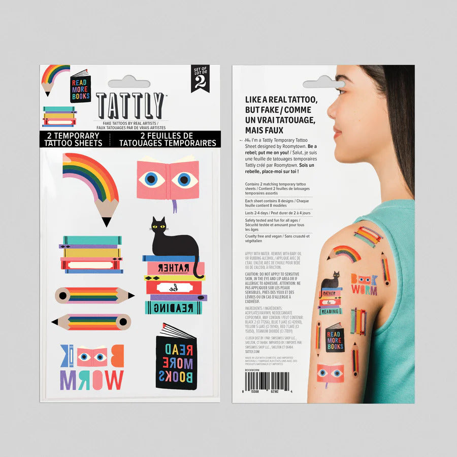 Bookworm Tattoo Sheet