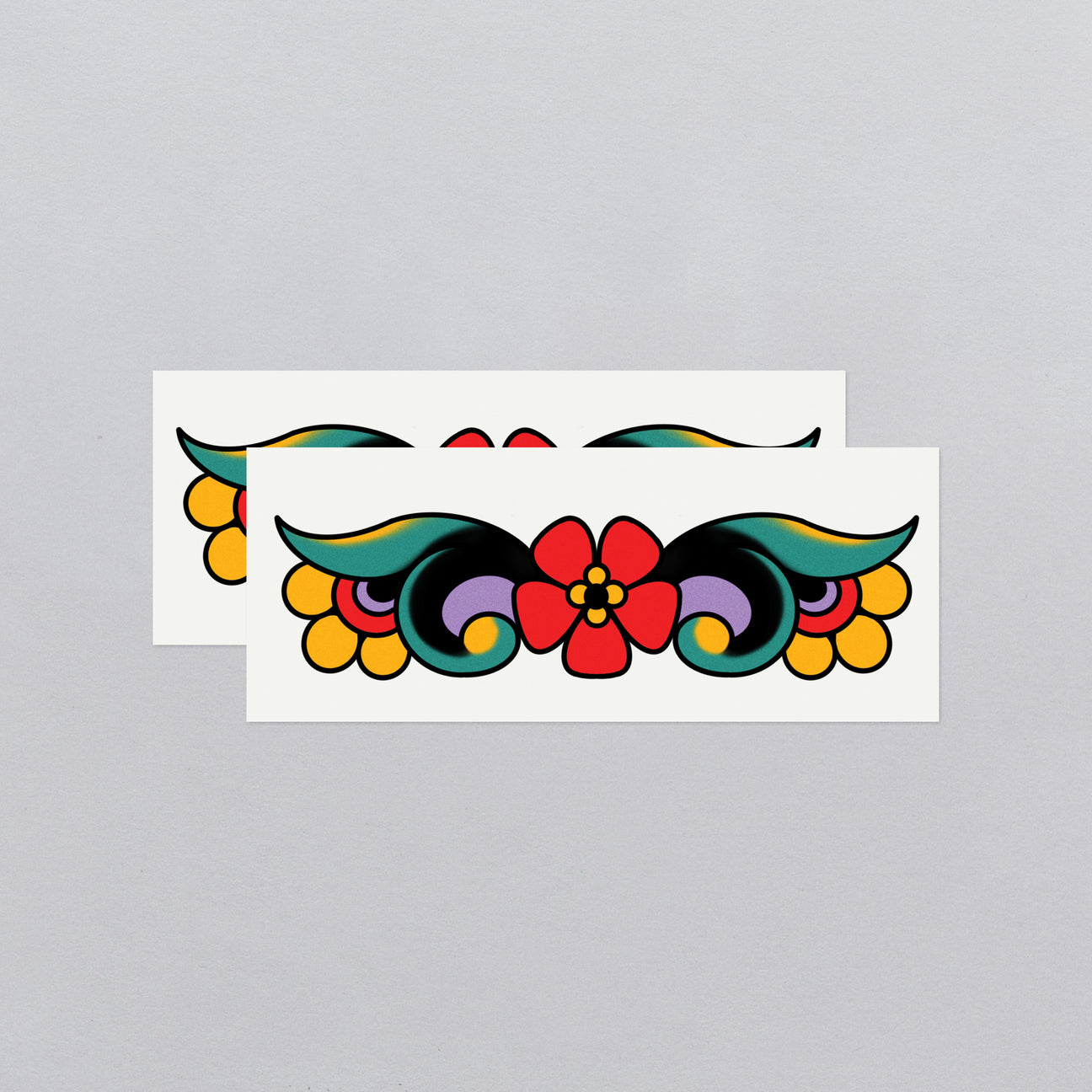RED FLOWER CUFF TATTOO PAIR