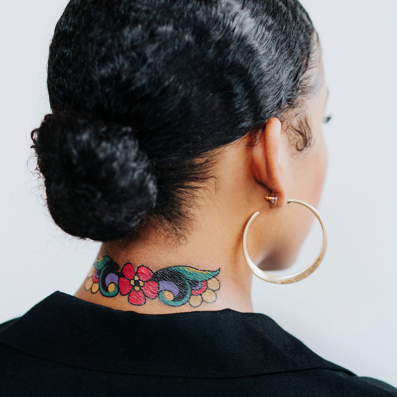 RED FLOWER CUFF TATTOO PAIR