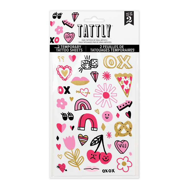 Golden Hearts Tattoo Sheet (metallic)