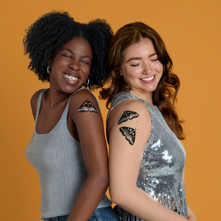 Mystic Moth Tattoo Pair (Metallic)