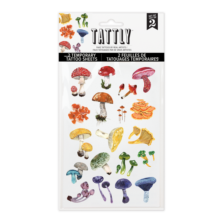 Colourful Mushrooms Tattoo Sheets