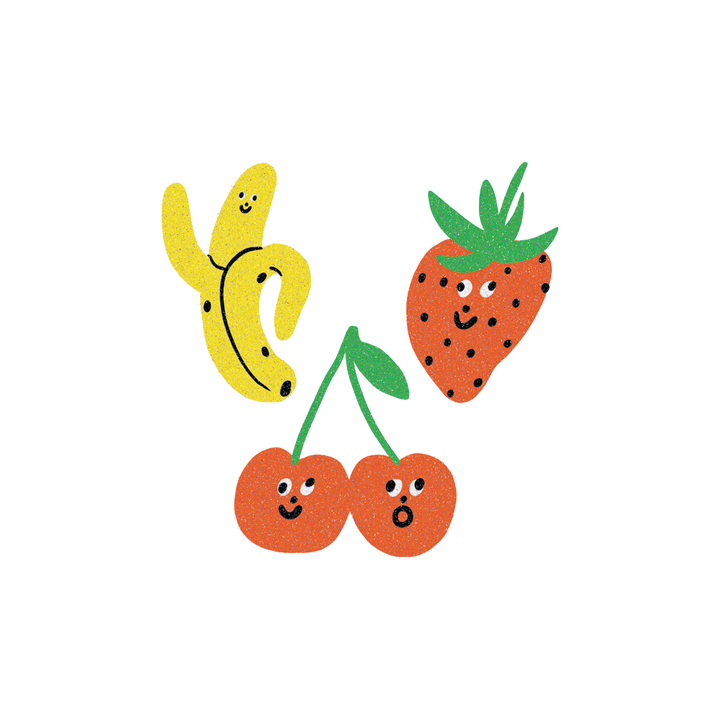 Glitter Fruit Faces Tattoo Pair