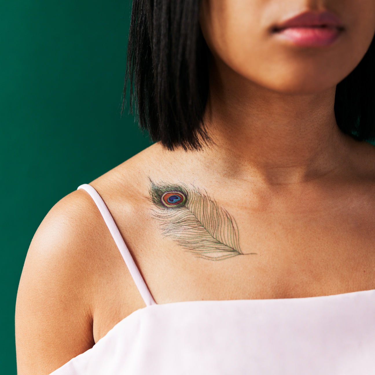 PEACOCK FEATHER TATTOO PAIR