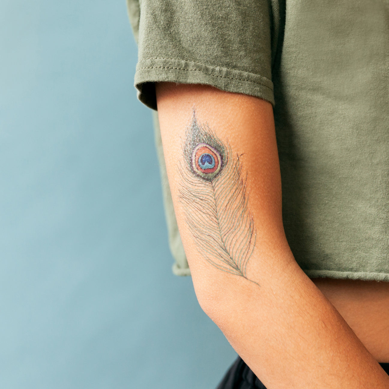 PEACOCK FEATHER TATTOO PAIR