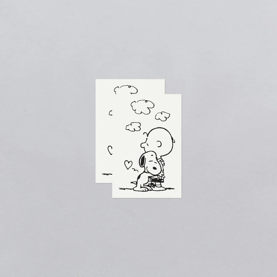Charlie Brown + Snoopy Hug Tattoo Pair