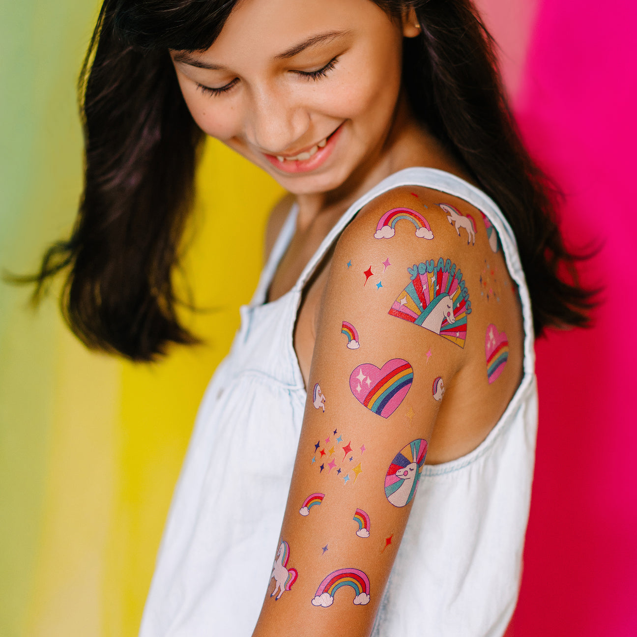 RAINBOW UNICORNS TATTOO SHEET