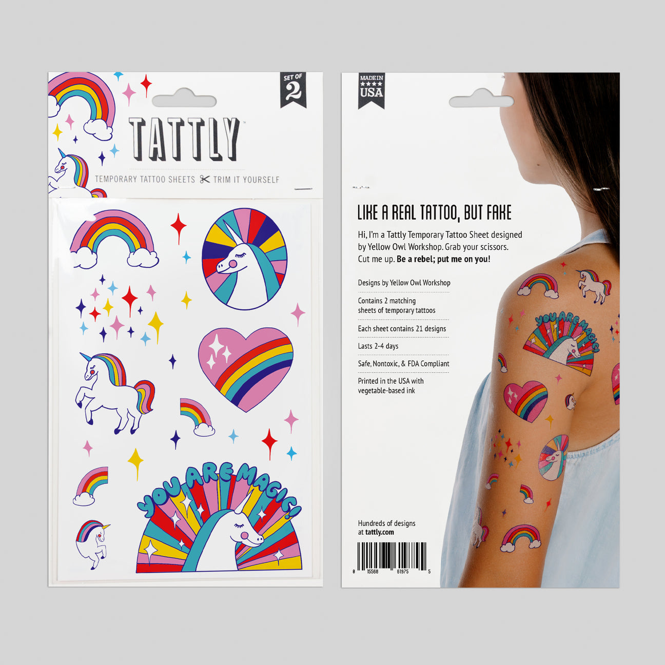 RAINBOW UNICORNS TATTOO SHEET