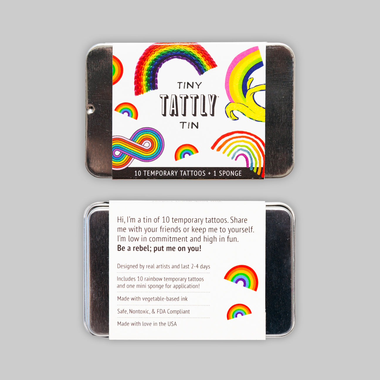 TINY RAINBOW TATTOO TIN