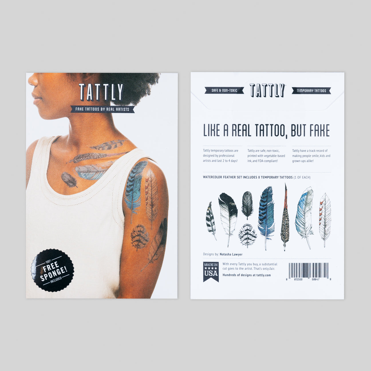 WATERCOLOR FEATHER TATTOO SET