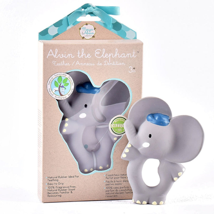 Alvin the Elephant Organic Natural Rubber Teether, Rattle & Bath Toy